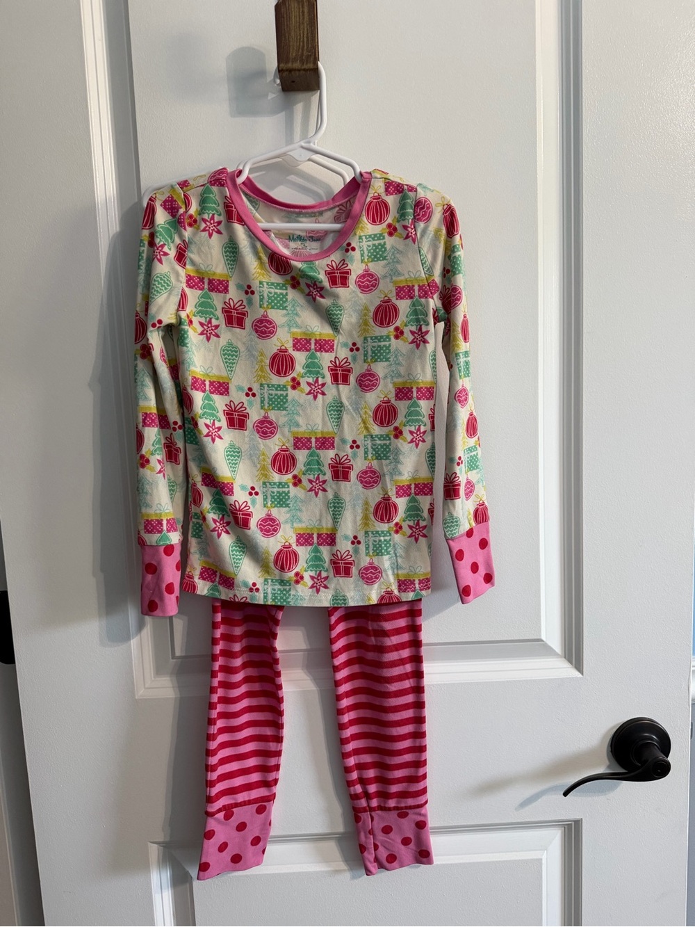 Matilda Jane Pink and Green Holiday Ornament Pajama Set